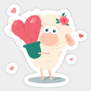 Loving Sheep Design Sticker